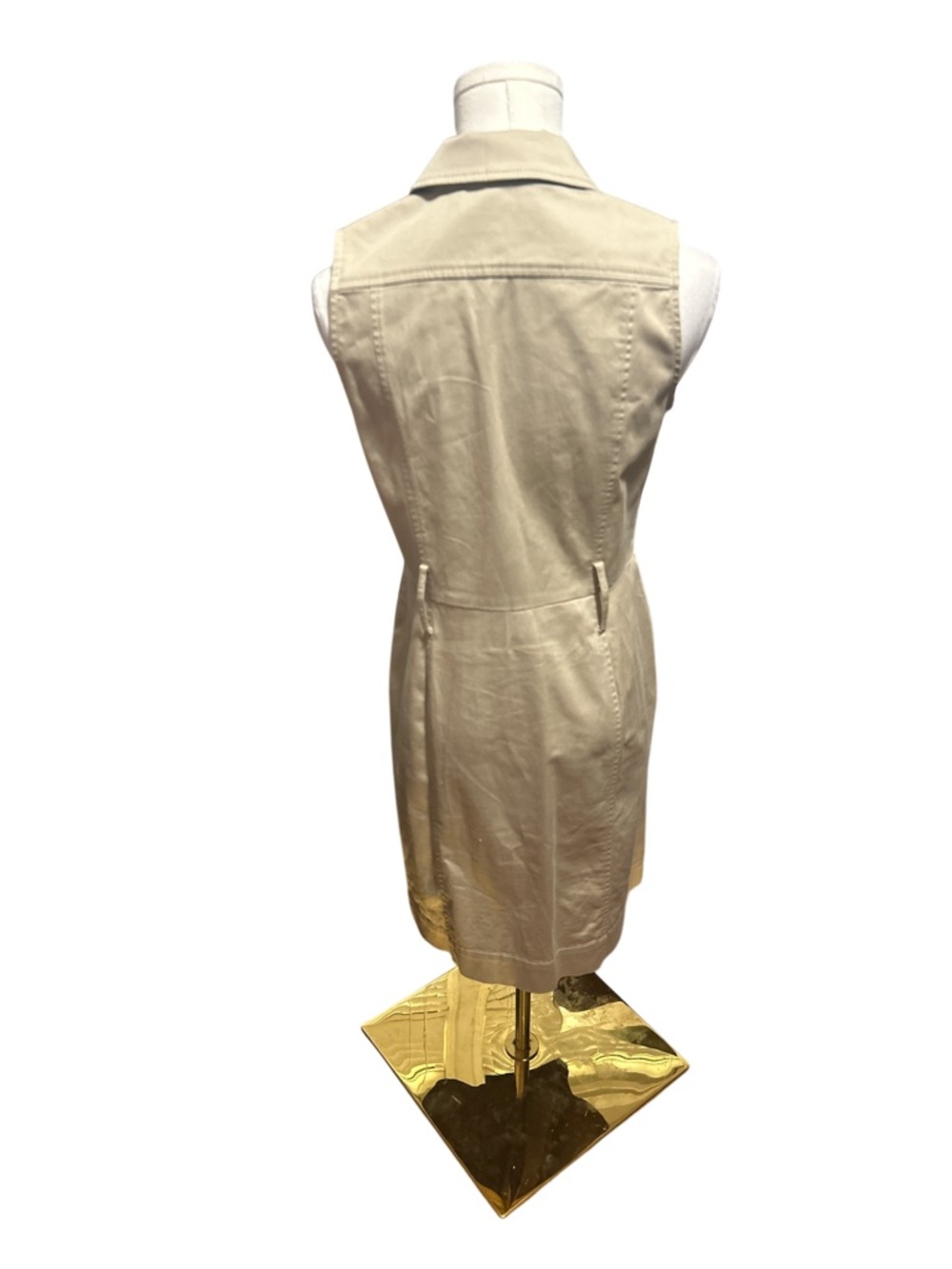 Banana Republic Khaki Sleeveless Trench Dress Petite 2P Quiet Luxury - Picture 4 of 9